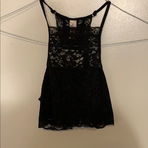 Elegant Moments lingerie black lace cropped tank